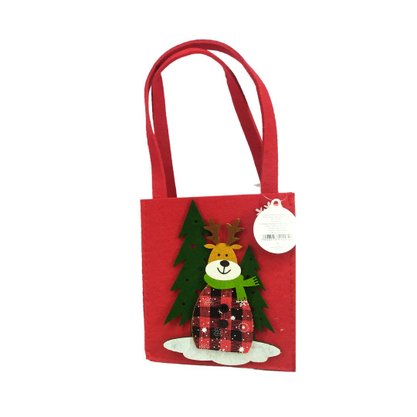 Sacola Feltro Papai Noel E Rena Vermelha