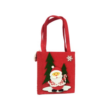 Sacola Feltro Papai Noel E Rena Vermelha