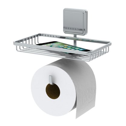Suporte Adesivo Papel Higiênico Utensílios Banheiro Cromado