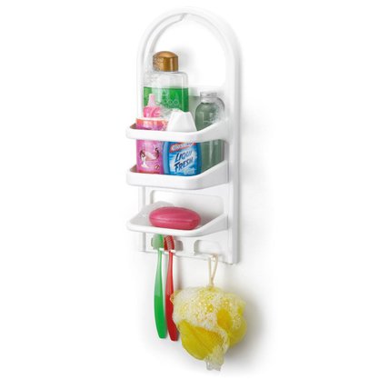 Suporte Para Banheiro Porta Shampoo 41x17cm Cor Branco Plasnorthon
