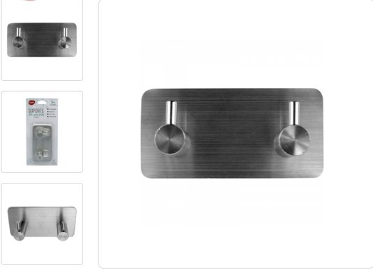 Suporte De Parede Gancho Adesivo Duplo Metal