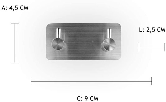 Suporte De Parede Gancho Adesivo Duplo Metal