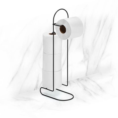 Suporte Papel Higiênico De Chão Aço Preto