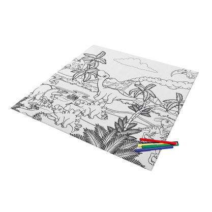 Tapete Pintura Lavável Dinossauro Com 6 Canetas
