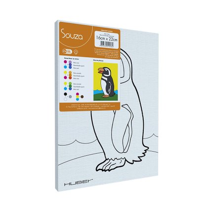 Tela De Pintura Desenhada Riscada 16 x 22cm Desenho Pinguim