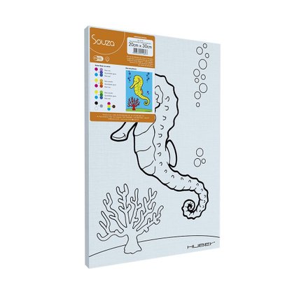 Tela Pintura Infantil 20x30cm Cavalo Marinho