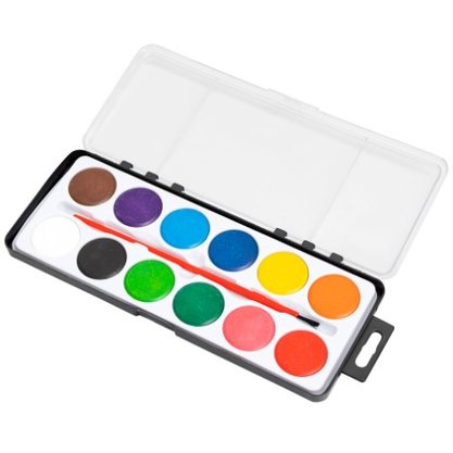 Tinta Aquarela Escolar 12 Cores Com Pincel