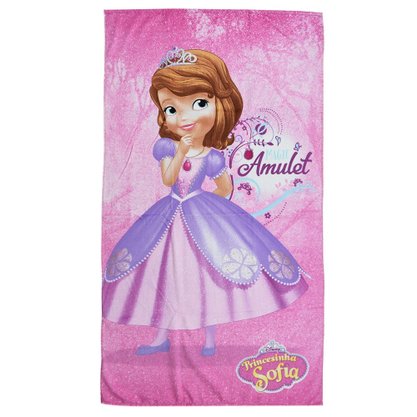 Toalha Banho Infantil Velour 70x130cm Princesa Sofia Rosa