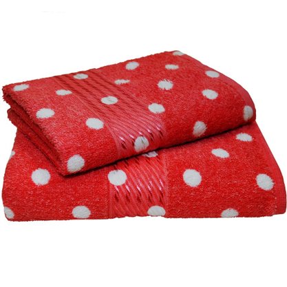Toalha Rosto Prisma Estampada 50x80cm Vermelho Bolas