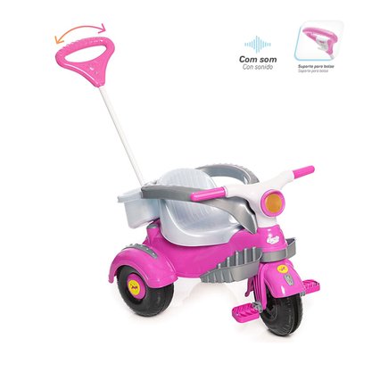 Triciclo Infantil Com Empurrador Velocita Classic Rosa