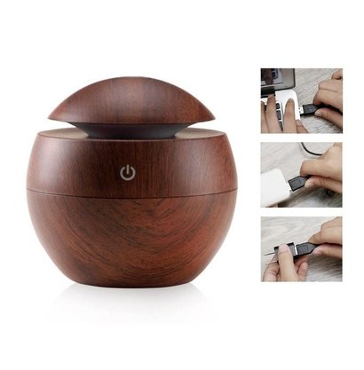 Umidificador de Ar Ultrassônico Usb De Madeira Difusor Aromas