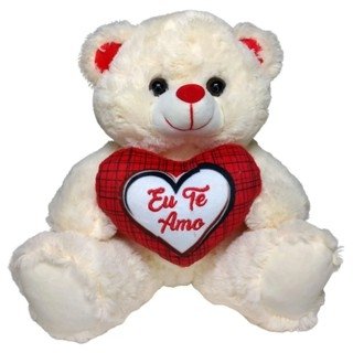 Urso De Pelúcia Coração Xadrez Eu Te Amo
