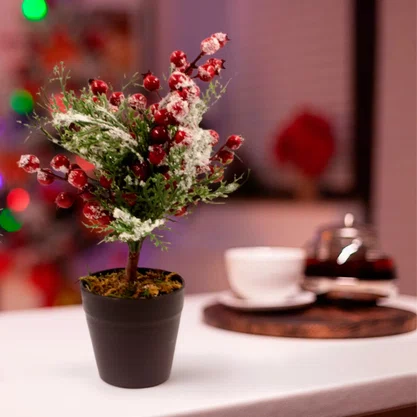Vaso Azevinho Enfeite De Natal 24 CM