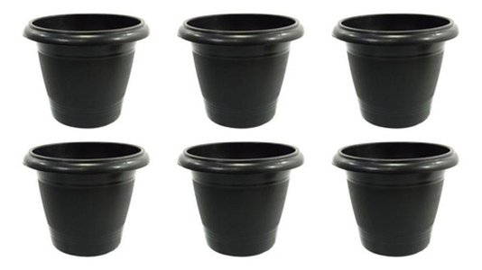 Vaso De Planta Plástico Redondo 700ml Preto