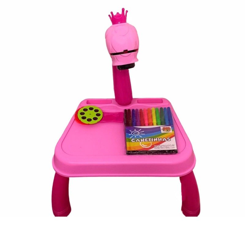 Mesa projetor infantil de desenho dinossauro (rosa)