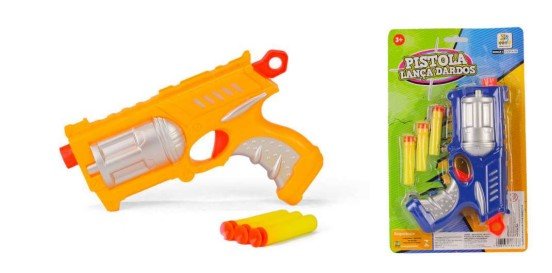 2 armas / pistola infantil atira dardos arminhas de brinquedo com acessórios