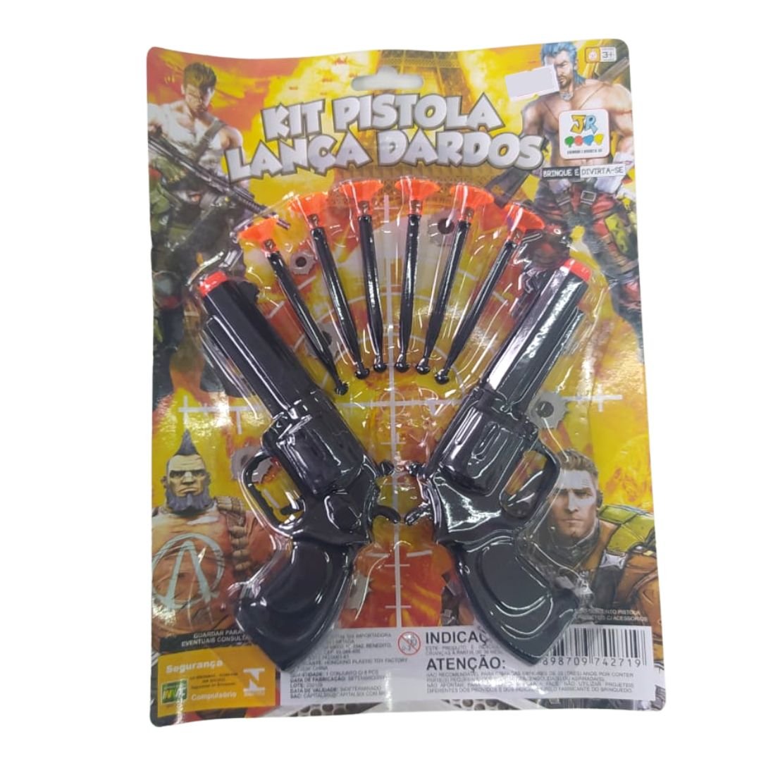 Kit 2 pistolas / arma de brinquedo com 6 dardos revolver infantil