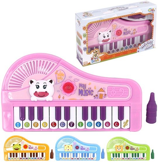 Teclado piano musical infantil fazendinha colorida com luz wellmix