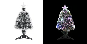 Árvore De Natal 60 CM 45 Leds Nevada Com Fibra Óptica Com Pés De Plástico