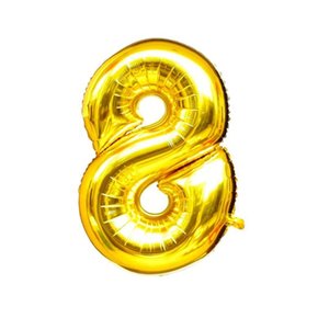 Balão Metalizado 40cm Número 8 Dourado