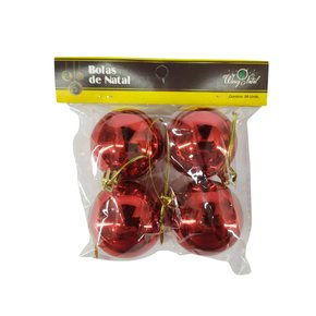 Kit Bolas Natal Lisa 5cm Vermelho 4 Unidades