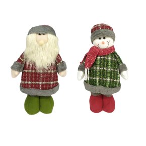 Boneco Natalino De Pelúcia Em Pé Xadrez 41cm Sortido Rio Master