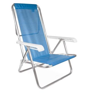 Cadeira De Praia Reclinável 8 Posições Alumínio Azul