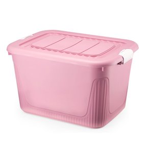 Caixa Organizadora Com Trava E Rodinhas 30 Litros Cor Rose Plasnorthon