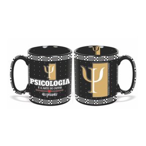 Caneca 300ml Preta Porcelana Psicologia