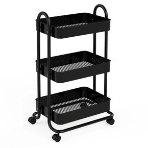 Carrinho Organizador Multiuso 3 Prateleiras Com Rodas Berlim Preto