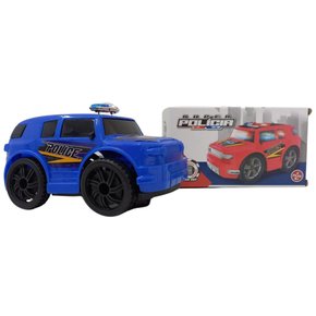 Carrinho Polícia De Plástico Com Motor A Pilha Som E Luz JR Toys
