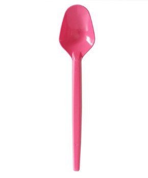 Colher Sobremesa Plástico 50 Unidades Rosa Escuro