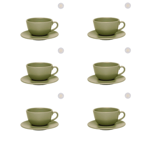 Conjunto Xícara De Chá 200ml Com Pires Oliva 12 Peças Oxford