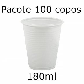Pacote Copos Plásticos 180ml 100 Unidades Branco