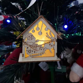 Enfeite Casa Com Led Luminosa MDF Natalina 9 CM