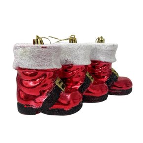 Kit Enfeite De Natal Bota Do Papai Noel 3 Unidades