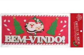 Enfeite De Natal Placa Bem-Vindo 22,2 X 45,6 CM