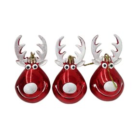 Kit Enfeite De Natal Rena Red Shine 3 Unidades
