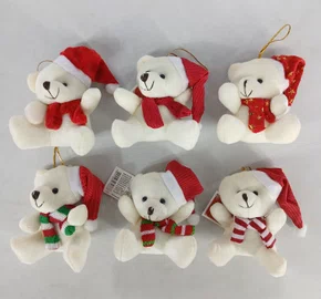 Enfeite De Natal Urso De Pelúcia Natalino 10 CM