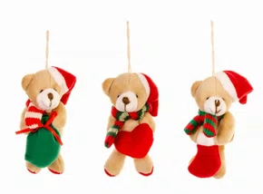 Enfeite De Natal Urso Noel 11 CM