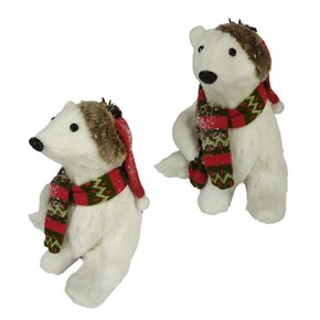 Enfeite Natalino Urso Polar Com Gorro E Cachecol