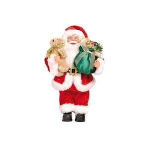 Enfeite Papai Noel 40cm Natalino Decorativo Saco De Presentes E Ursinho Bege Rio Master
