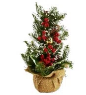Enfeite Para Mesa De Natal Árvore Com Frutos/Pinhas 33 CM