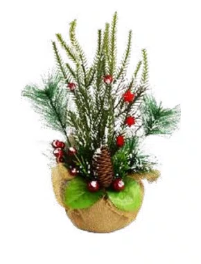 Enfeite Para Mesa De Natal Com Base Xadrez Pinhas 33 CM