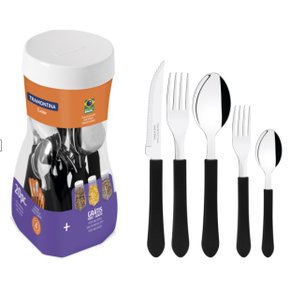 Faqueiro De Inox 20 Peças Leme Preto