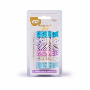 Fita Adesiva Washi Tapes Estampada 6 Unidades 3m
