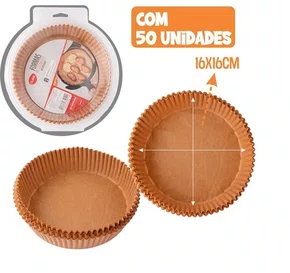 Forma Descartável Redonda Air Fryer 16 cm 50 Unidades