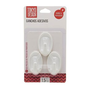 Ganchos Adesivos Branco 3 Unidades