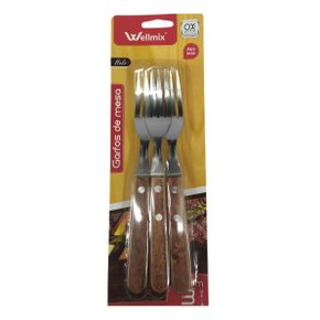 Garfo de Mesa Cabo de Madeira Wood Com 3 Peças