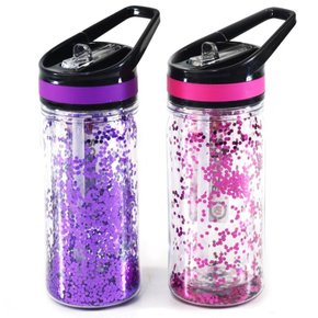 Garrafa Squeeze Aerobic Glitter Plástico 350ml